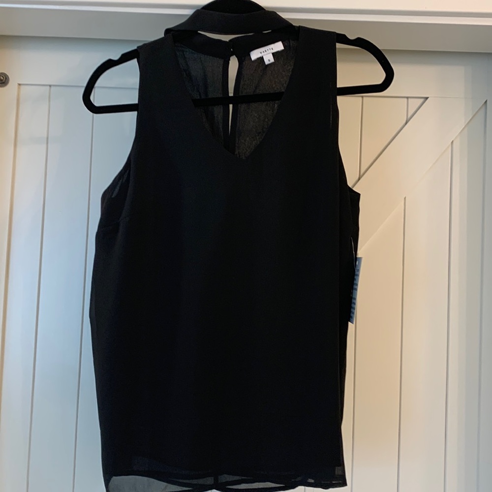 Black sleeveless blouse